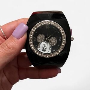 Disney Black and Silver Mickey Mouse bangle watch